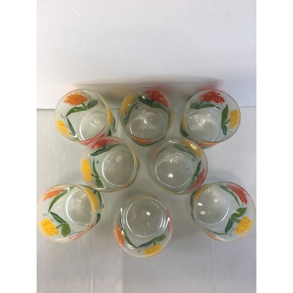 Vtg Precisioncraft Drinking Glasses Frosted Acrylic Parrot Tulip Design Set of 8 - Picture 4 of 14